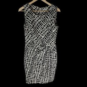 Calvin Klein Ivory/Brown Print Sheath Dress Sz 6